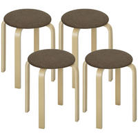 POLSTERHOCKER DE-06921 4er-Set stapelbar mit lackierter Oberfläche Braun - Braun, Holz (40/45/40cm) - ComfortXL