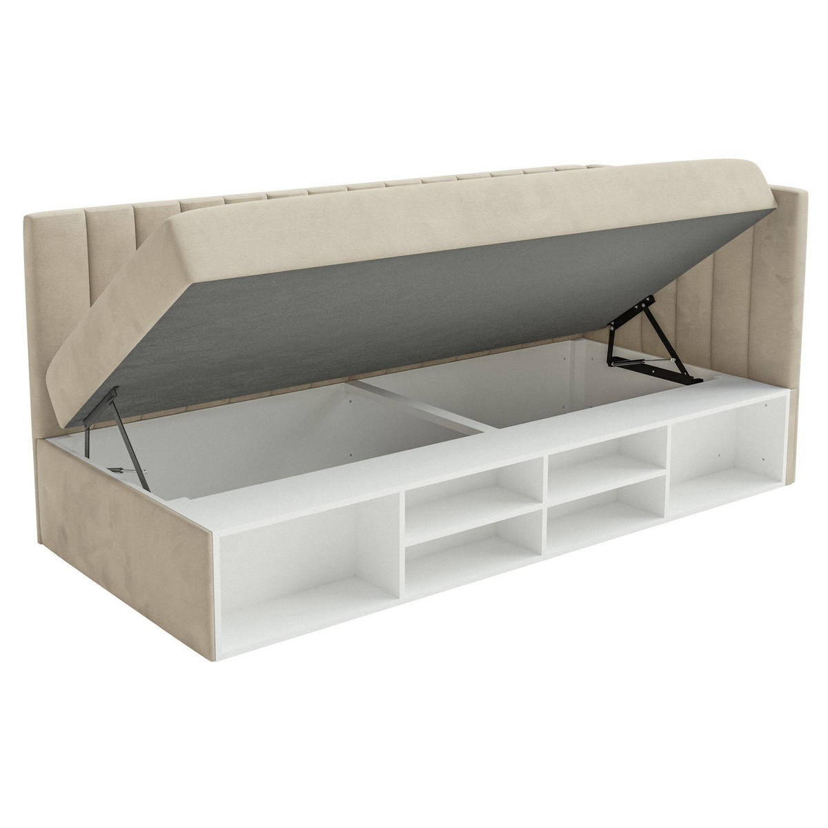 JUGENDBETT Ventrio Hellbeige Easy-Clean-Samtbezug 90x200 cm - Ecru, Kunststoff/Textil (90/200cm) - Selsey