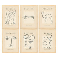 POSTER Set Mit 6 Illustrationen Von Pablo Picasso Liebe A3 Rahmen Aus Hellem Holz - Beige, Papier (29/3cm) - Nacnic