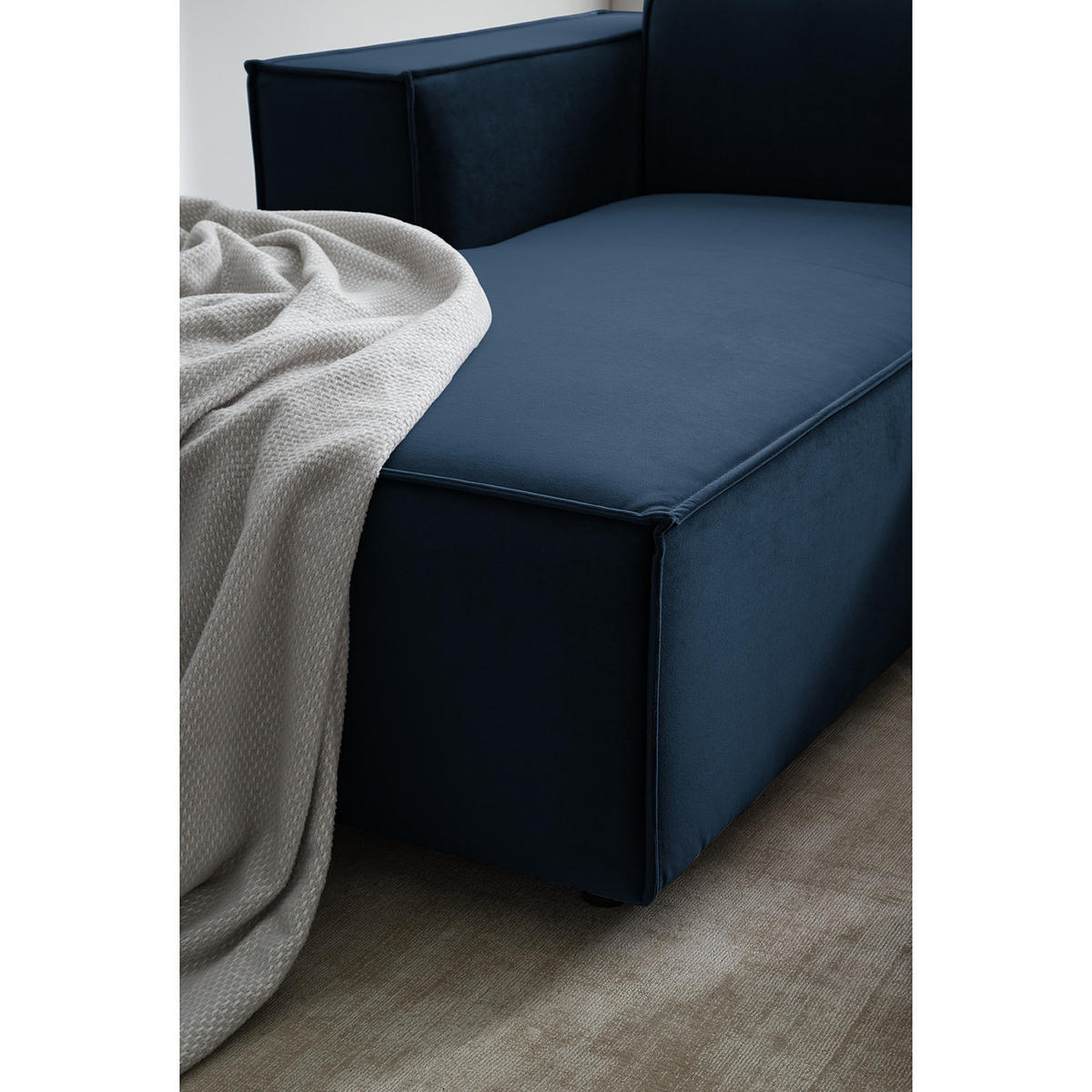 ECKSOFA mit Longchair - Schwarz/Dunkelblau, Kunststoff/Textil (260/177cm) - home24