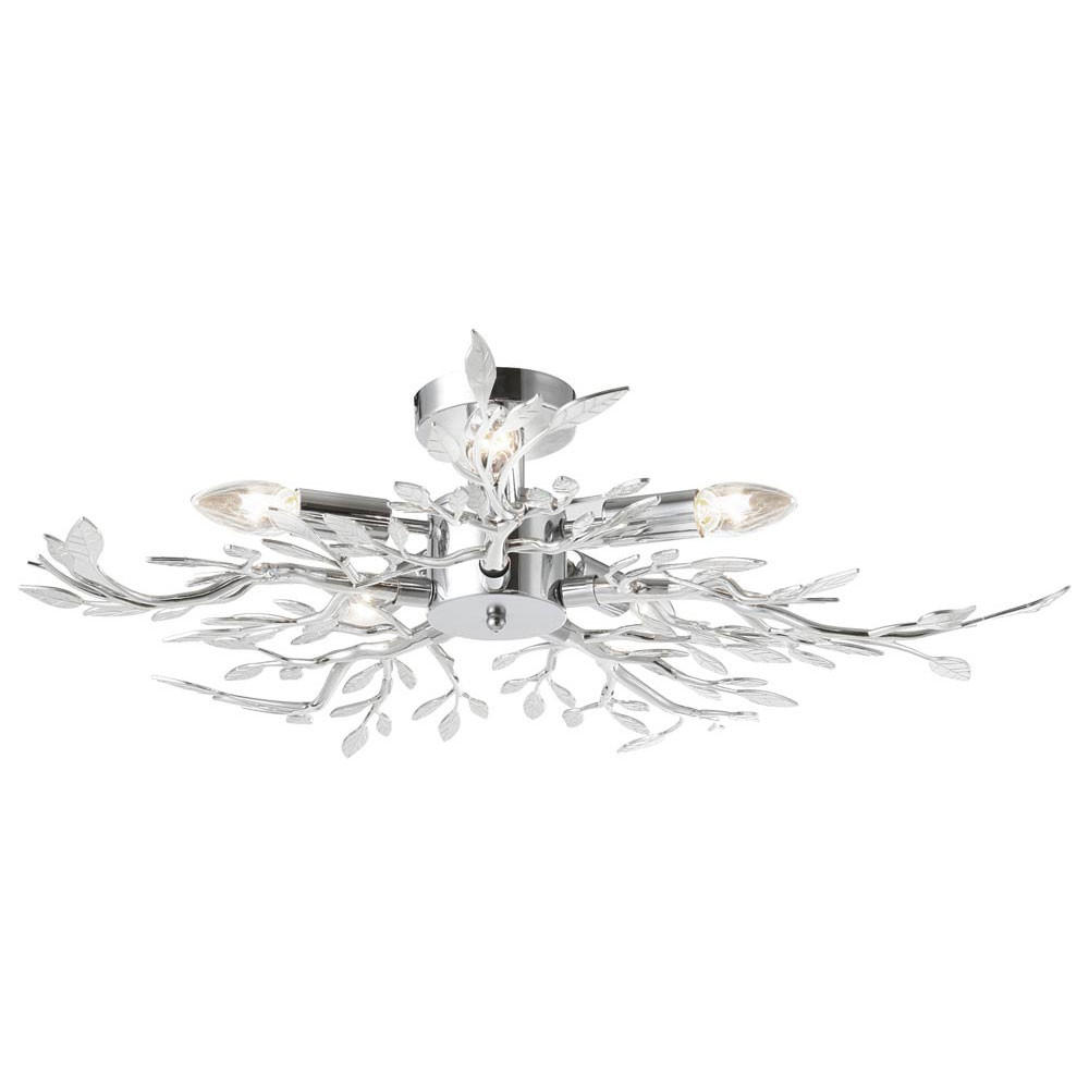 LED DECKENLEUCHTE Chrom Silber Blätter-Design - Silberfarben, Metall (71/71/16cm) - Globo Lighting