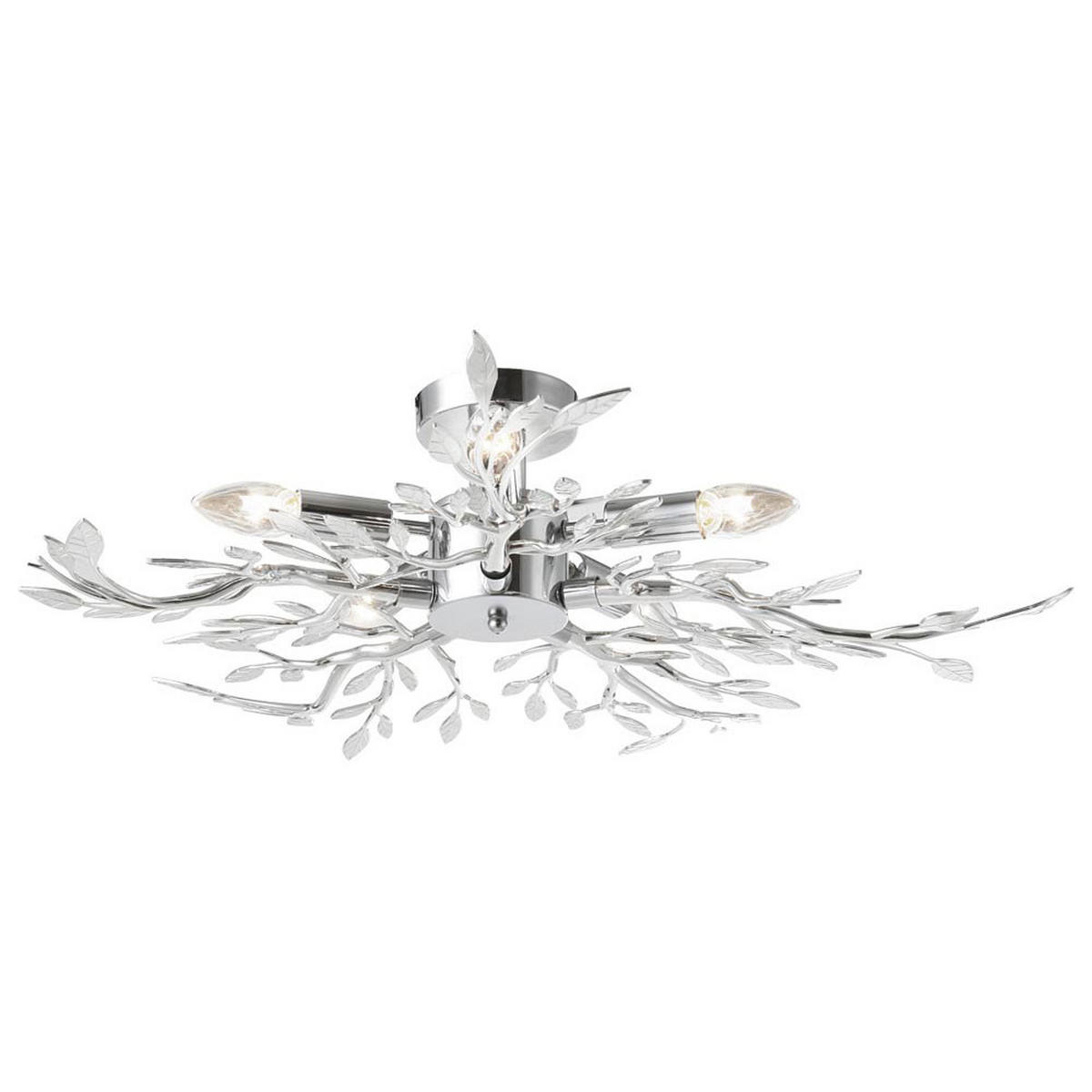 LED DECKENLEUCHTE Chrom Silber Blätter-Design - Silberfarben, Metall (71/71/16cm) - Globo Lighting