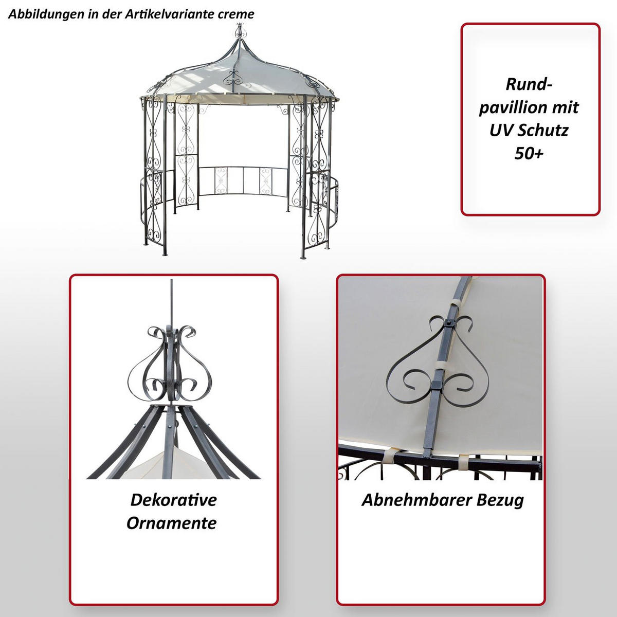 PERGOLA CABRERA Rot, Braun - Rot/Braun, Metall (296/330/293cm) - MCW
