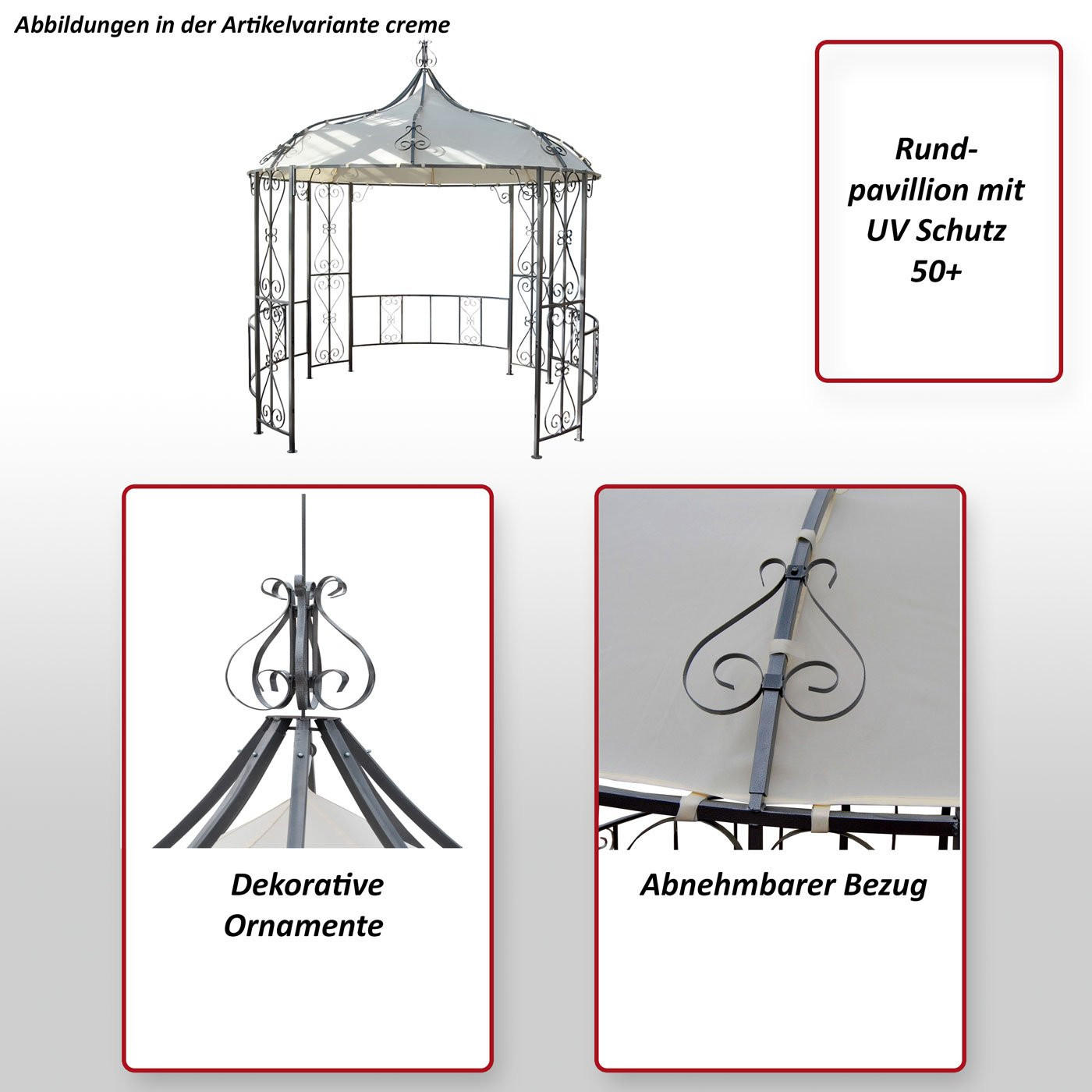Thumbnail - MCW Pergola, Türkis, Metall, 296x330x293 cm, Sonnen- & Sichtschutz, Pavillons & Pergolas