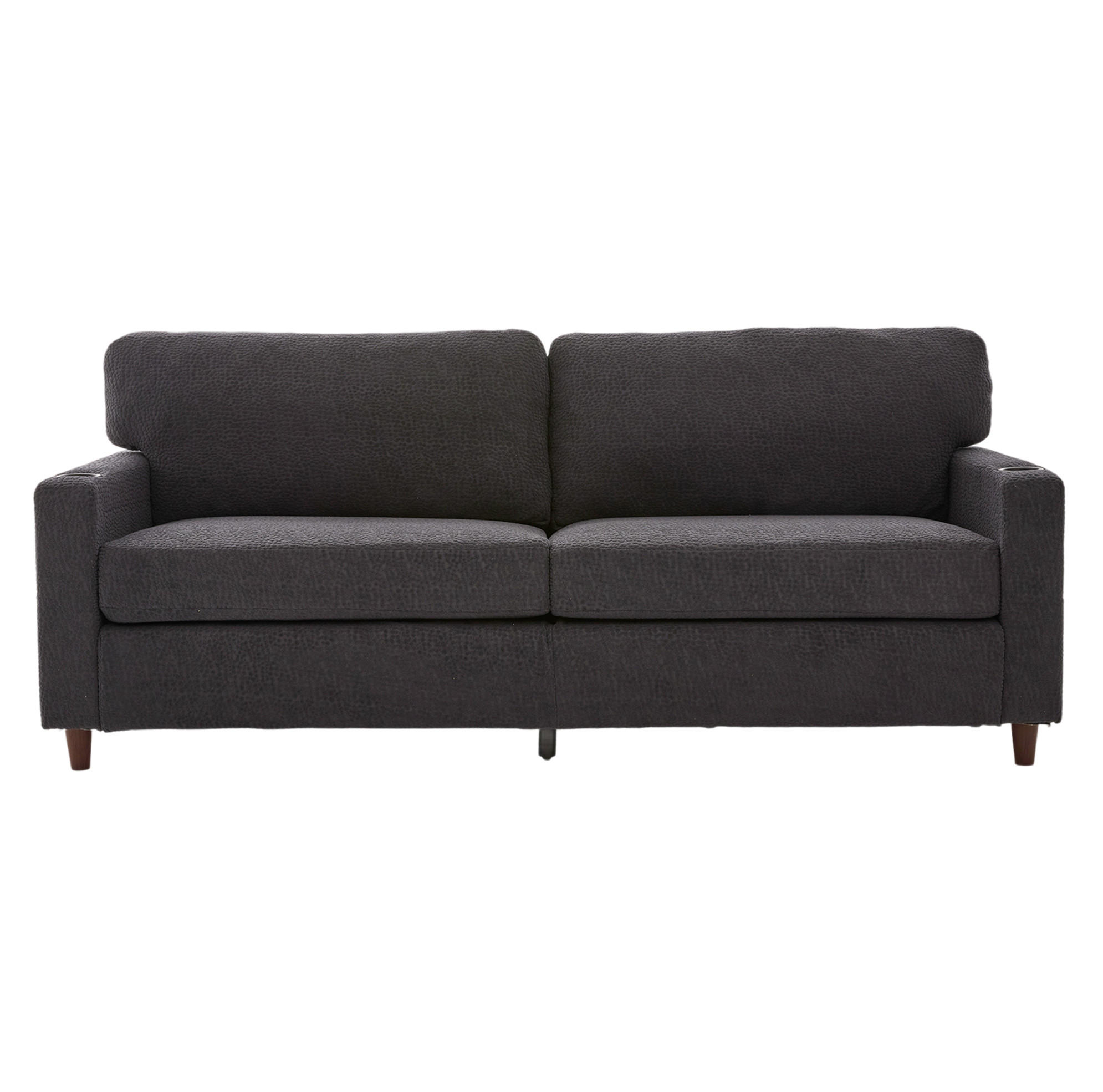 2-SITZER-SOFA aus Chenille 203x77,5x86 cm Dunkelgrau mit USB-C, LED, Getränkehaltern und Seitentaschen - Dunkelgrau, Textil (77.5/86/203cm) - Modfu