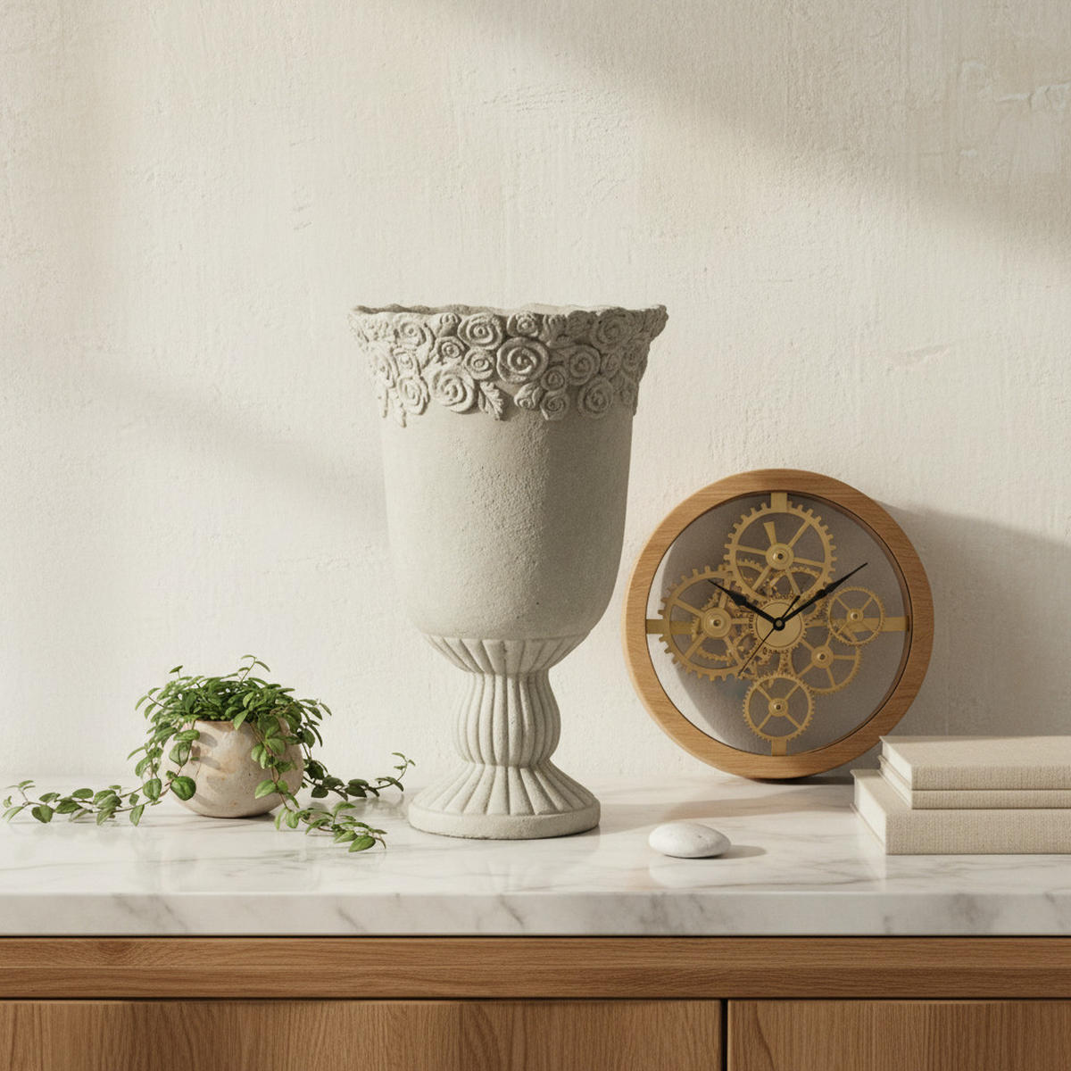 VASE Sidi beige 31/31/49 Keramik - Grau, Keramik (49cm) - Mondex