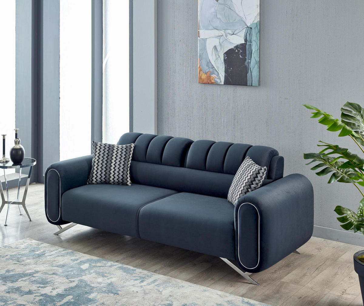 SITZGARNITUR Mulino Anthrazit Stellvariante:3+3+1 - Anthrazit, Holz (230/88/95cm) - Villa Möbel