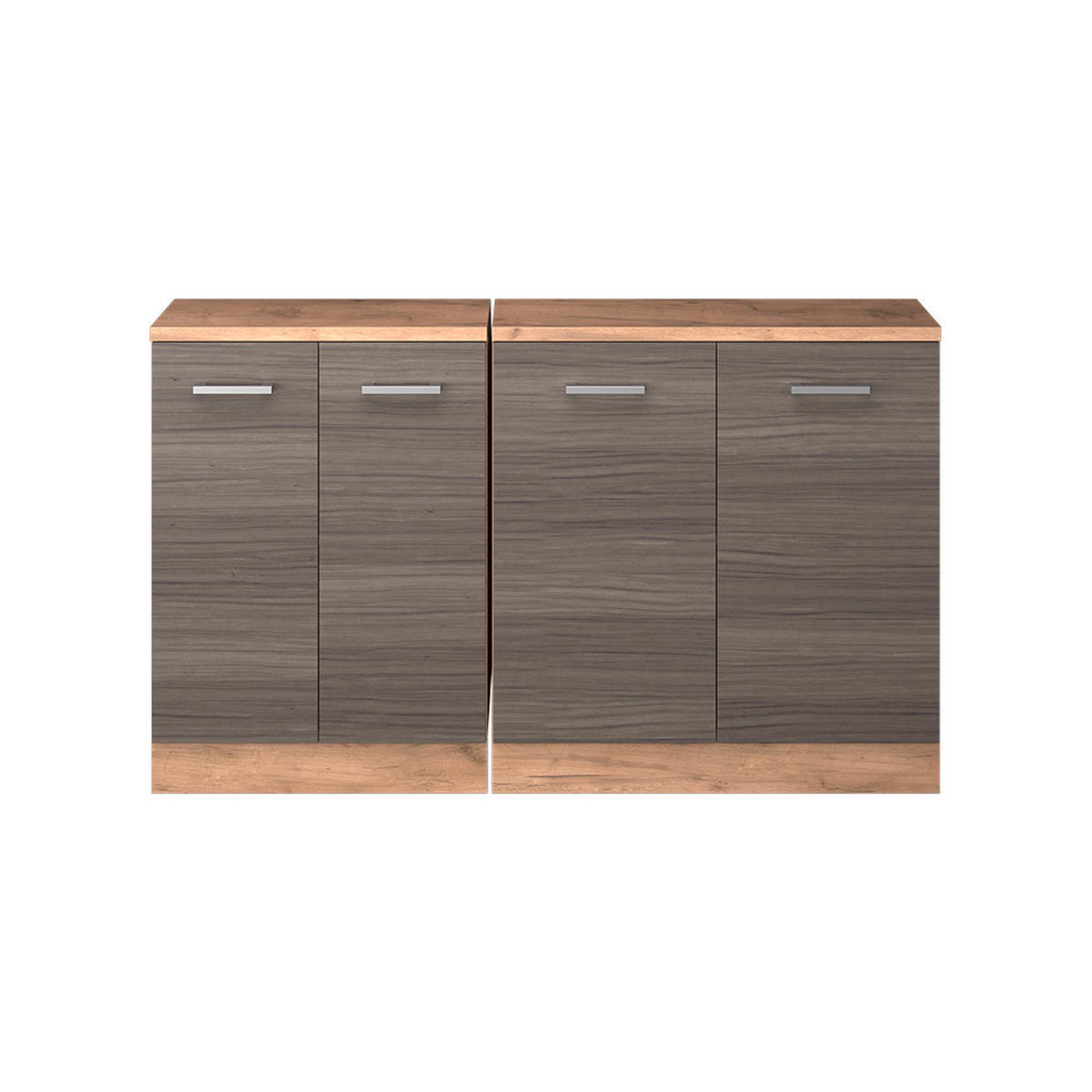 KUHINJSKI ORMAR ZA KOSINE KROVA R-Line Plemenita Siva 140 cm Set od 2 korpusa ormara, dubina 60 cm - hrast medunac/siva, drvni materijal (140/83.8/60cm) - Vicco