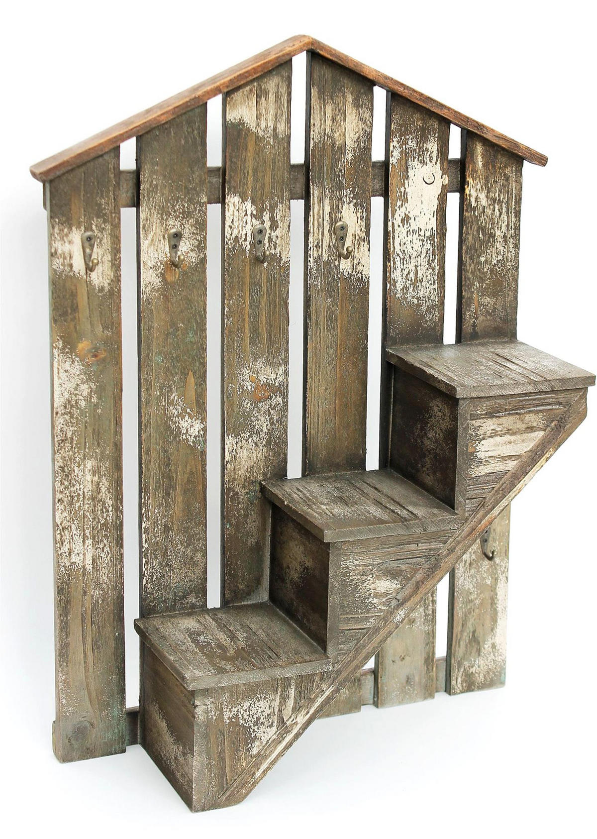 WANDORGANIZER mit Schlüsselhaken 62 cm Braun 17B046 - Braun, Holz (42/62/13cm) - DanDiBo