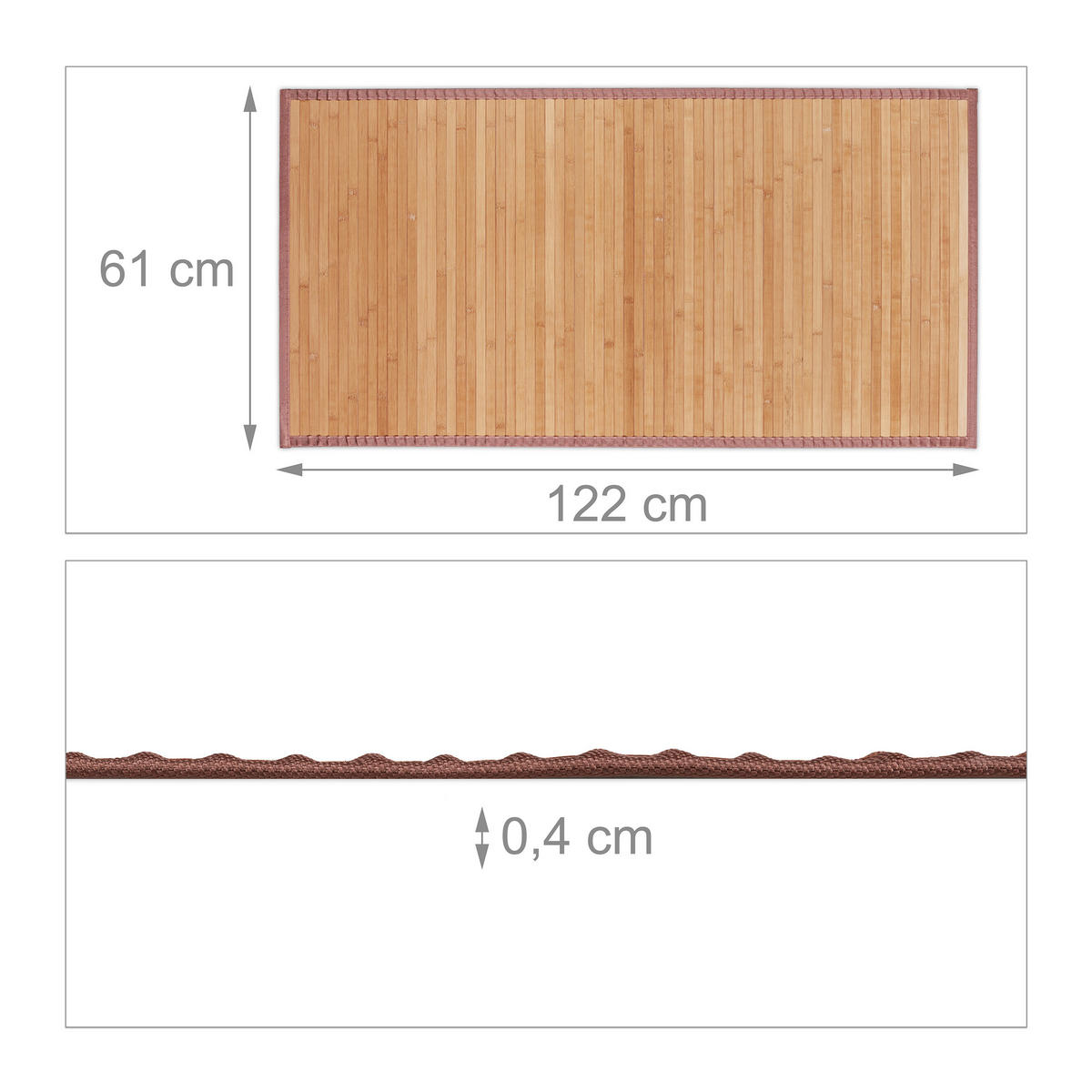 BAMBUSMATTE - Hellbraun, Holz/Textil (61/122cm) - Relaxdays
