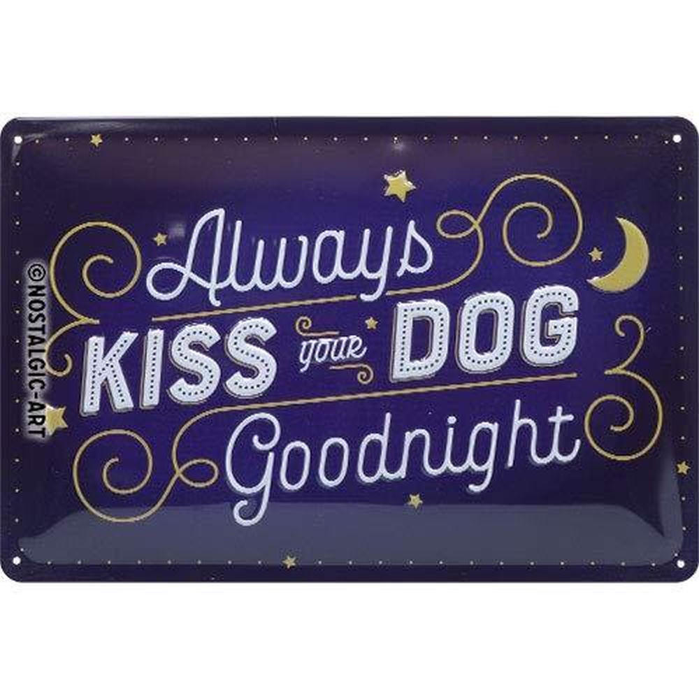 BLECHSCHILD 20/30 cm PfotenSchild Kiss Your Dog - Multicolor, Metall (30/20/0.2cm) - Nostalgic-Art