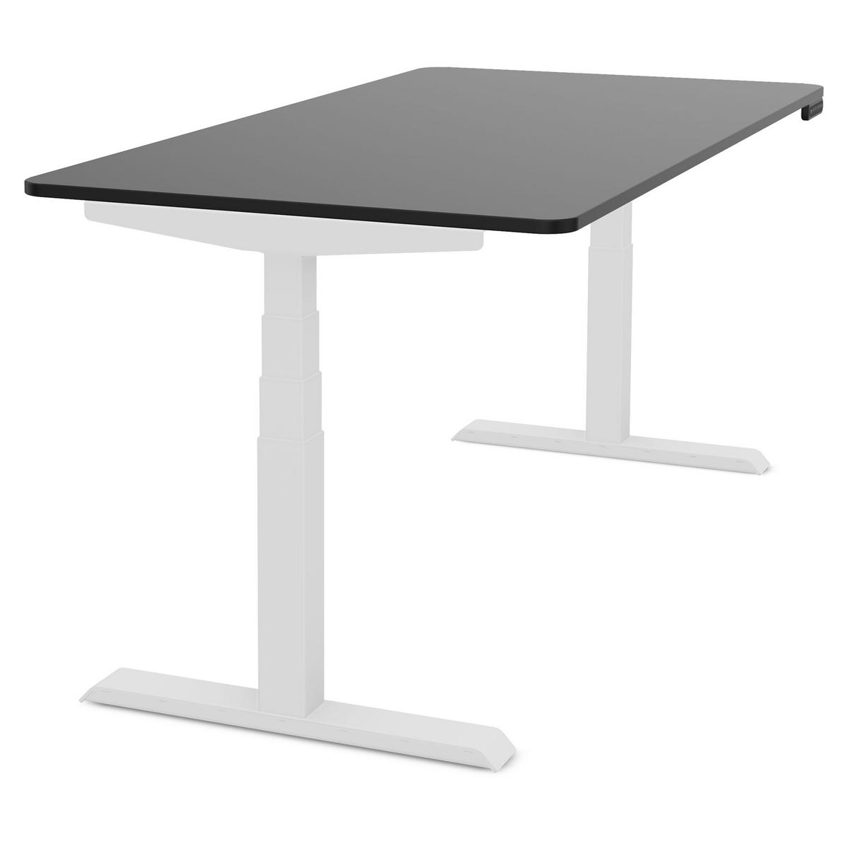 SCHREIBTISCH Elektrisch Höhenverstellbarer Familien Schreibtisch Pitino Curved Schwarz Signalweiß 180/80/52.5-121cm - Schwarz/Weiß, Holzwerkstoff/Metall (80/180/121cm) - ASSMANN
