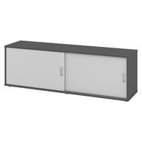 LOWBOARD mit Schiebetür 40/160/52 cm in Graphitfarben/Grau - Graphitfarben/Grau, Holzwerkstoff (160/52/40cm) - bümö