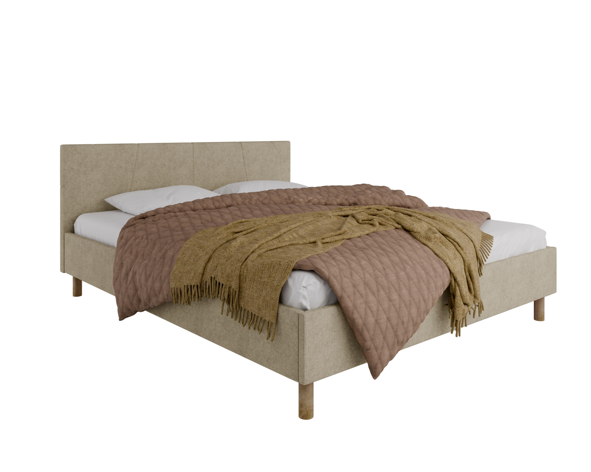 POLSTERBETT ALMORE 160x200cm, 7-Zonen-Taschenfederkernmatratze mit Kokos ARLAN (21 cm), beige - Beige, Holz (160/200cm) - Homesy