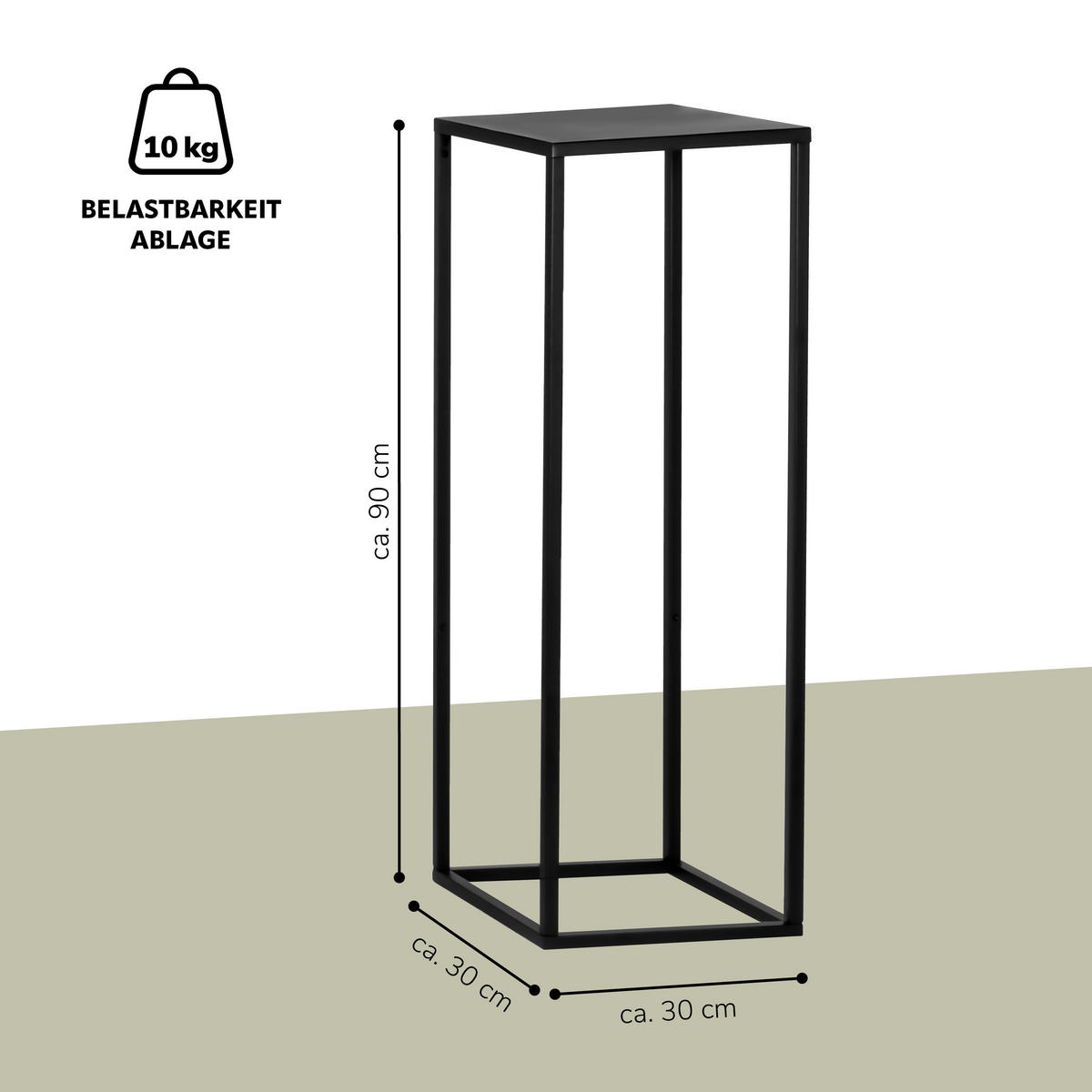 BLUMENHOCKER, Metall, schwarz - Schwarz, Metall (30/30/90cm) - bremermann