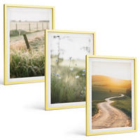 BILDER SET 3er Set - 40x60 cm Goldrahmen - Landschaftswiesenstraße West - Goldfarben, Kunststoff (40/60cm) - TULUP