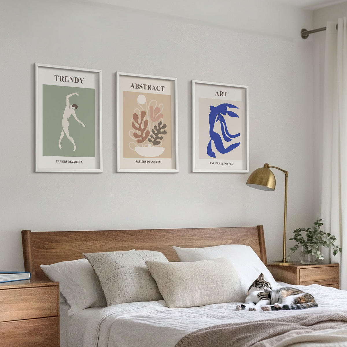 WANDBILDER 3er-Set - 40x60 cm Weißer Rahmen - Matisses stilvolle Pflanzenfiguren - Weiß, Kunststoff (40/60cm) - ArtPrintCave