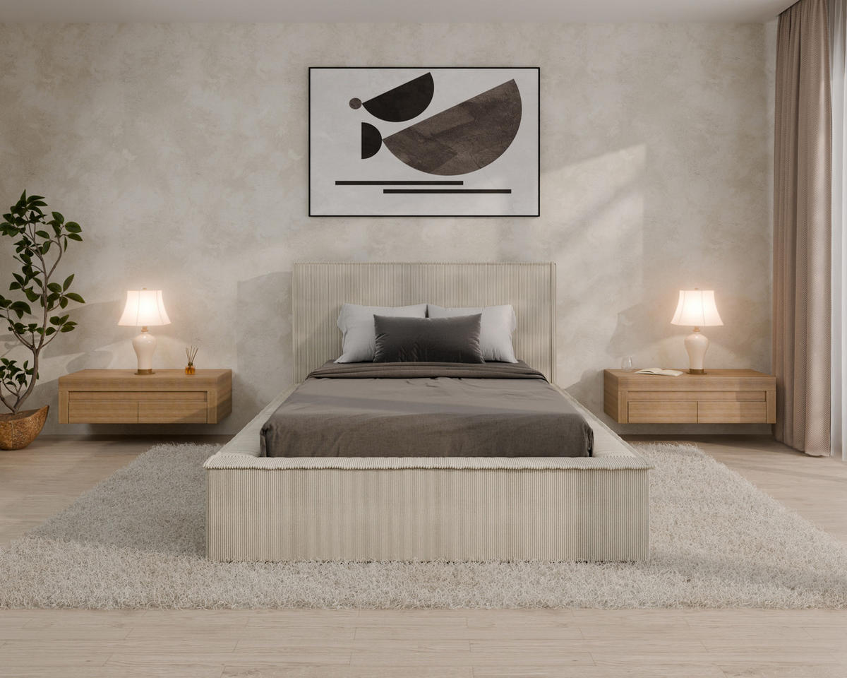 POLSTERBETT SANA 120x200cm Elegantes Polsterbett für modernen Wohnstil , ohne matratze, beige - Beige, Holz (120/200cm) - Homesy