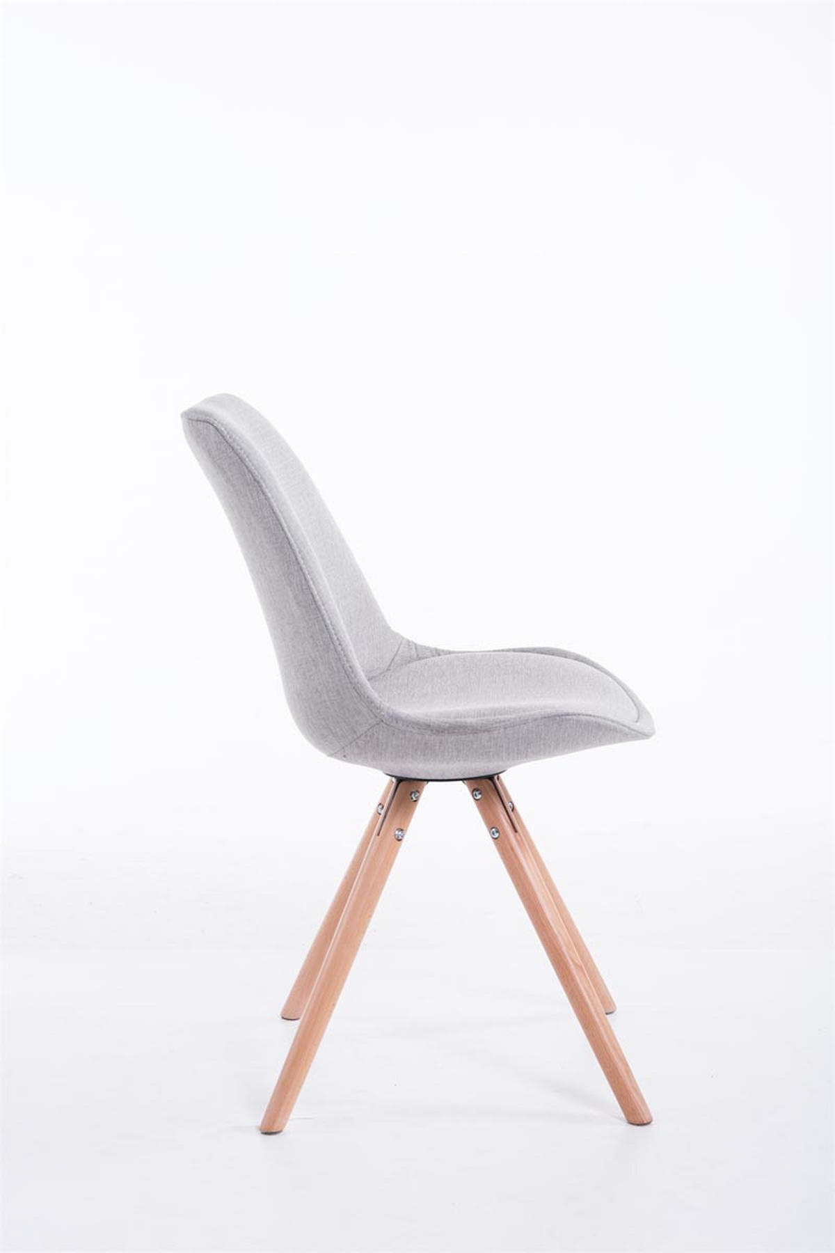 STUHL Stoff grau - Eukalyptusholzfarben/Grau, Holz/Textil (48/84/56cm) - CLP