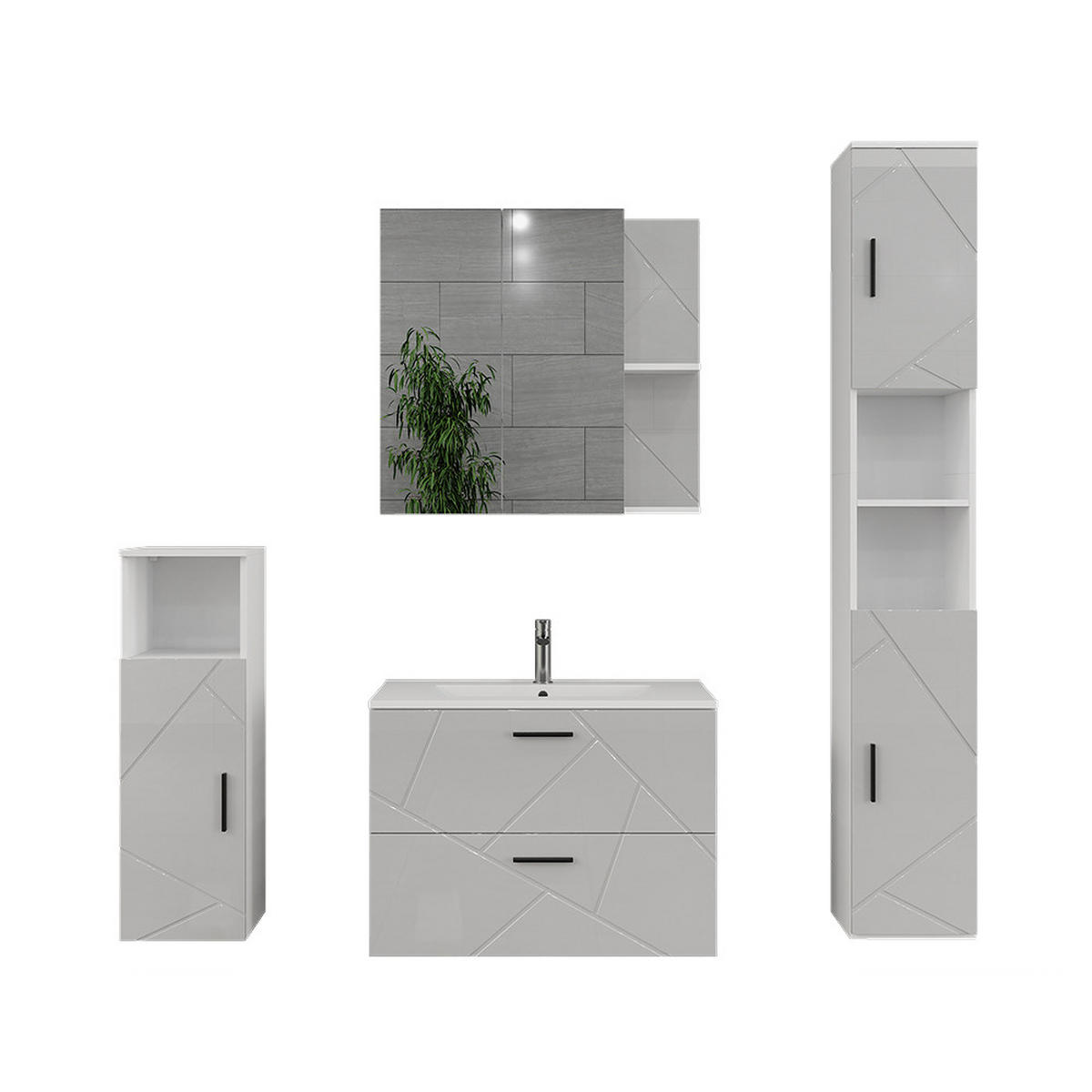 KOUPELNOVÁ SESTAVA NÁBYTKU Irma Bílá/bílý vysoký lesk - vysoce lesklá bílá, kompozitní dřevo (80/57/44.6cm) - Vicco