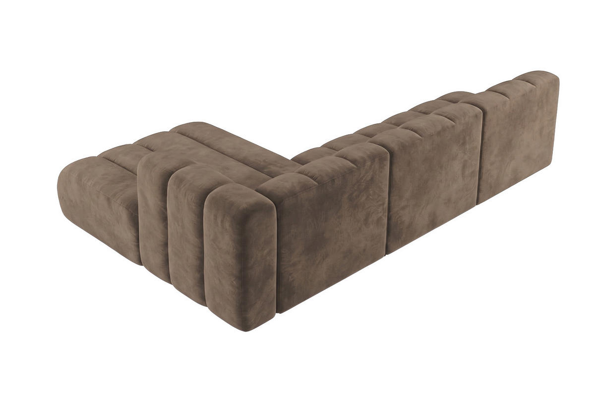 ECKSOFA Modulares In L-Form, Velvet-Stoff Riviera, Braun, Links, GRAND 295 cm - Braun, Holz (295/179cm) - Kaiser Möbel