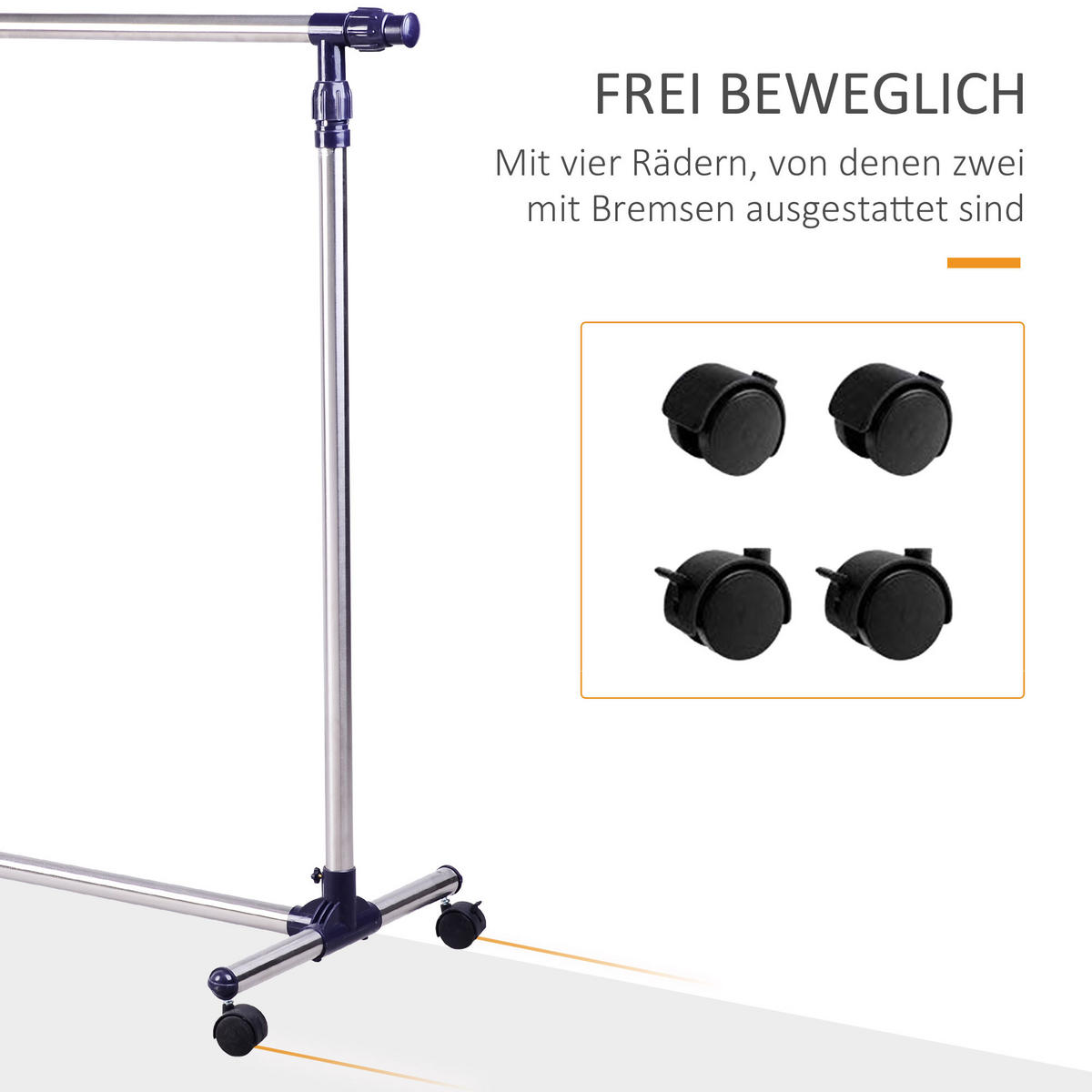 KLEIDERSTÄNDER, Edelstahl, Silber - Silberfarben, Metall (45/95/86cm) - HOMCOM