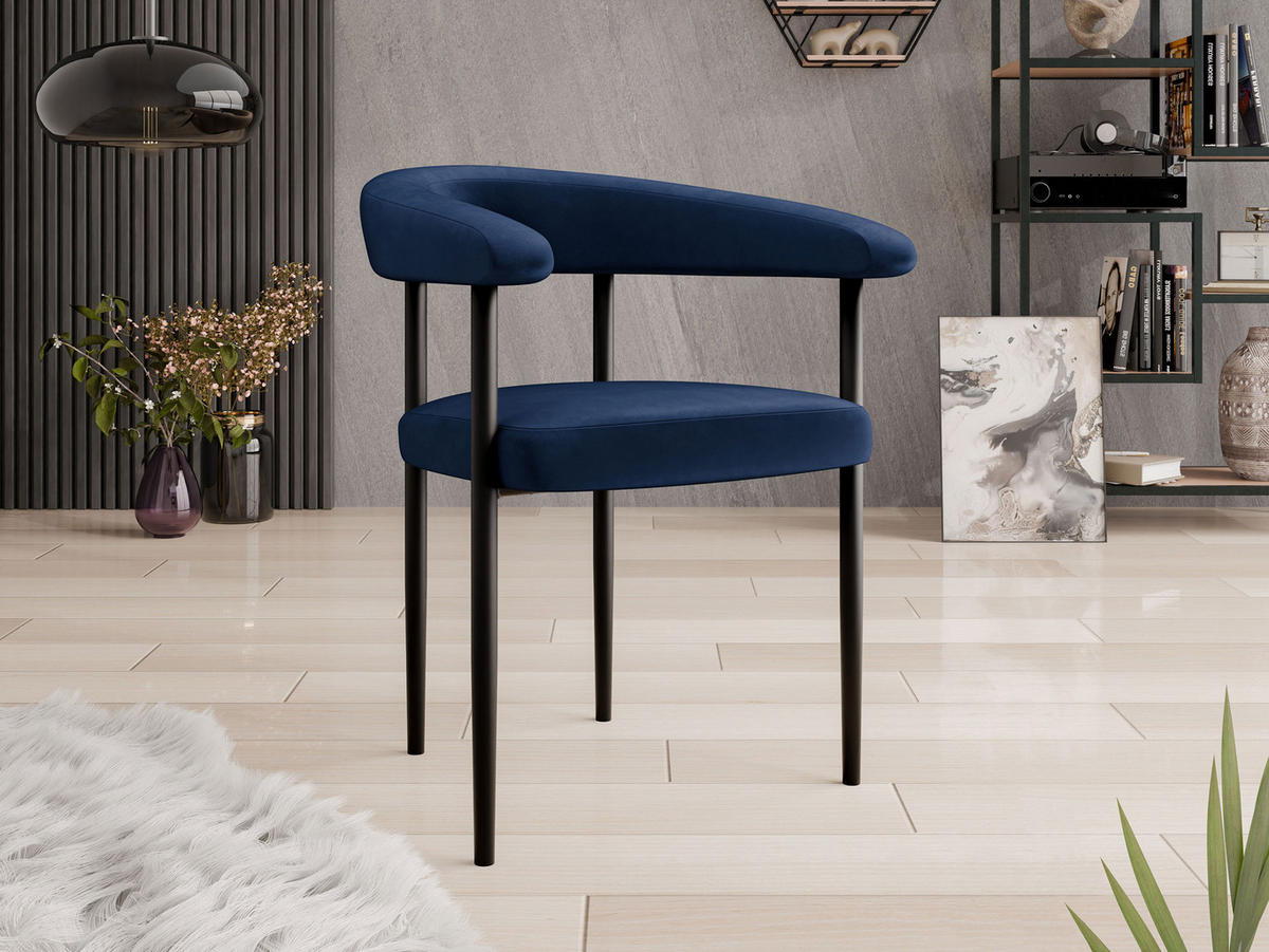 POLSTERSTUHL Aria - Blau/Schwarz, Textil/Metall (61/73/56cm) - MIRJAN24