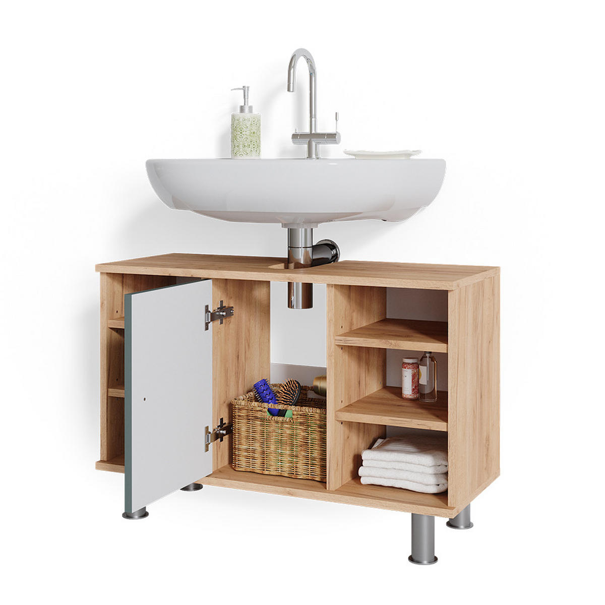 WASCHBECKENUNTERSCHRANK Fynn Grün 80 x 54 cm - Grün, Holzwerkstoff (80/54/32cm) - Vicco
