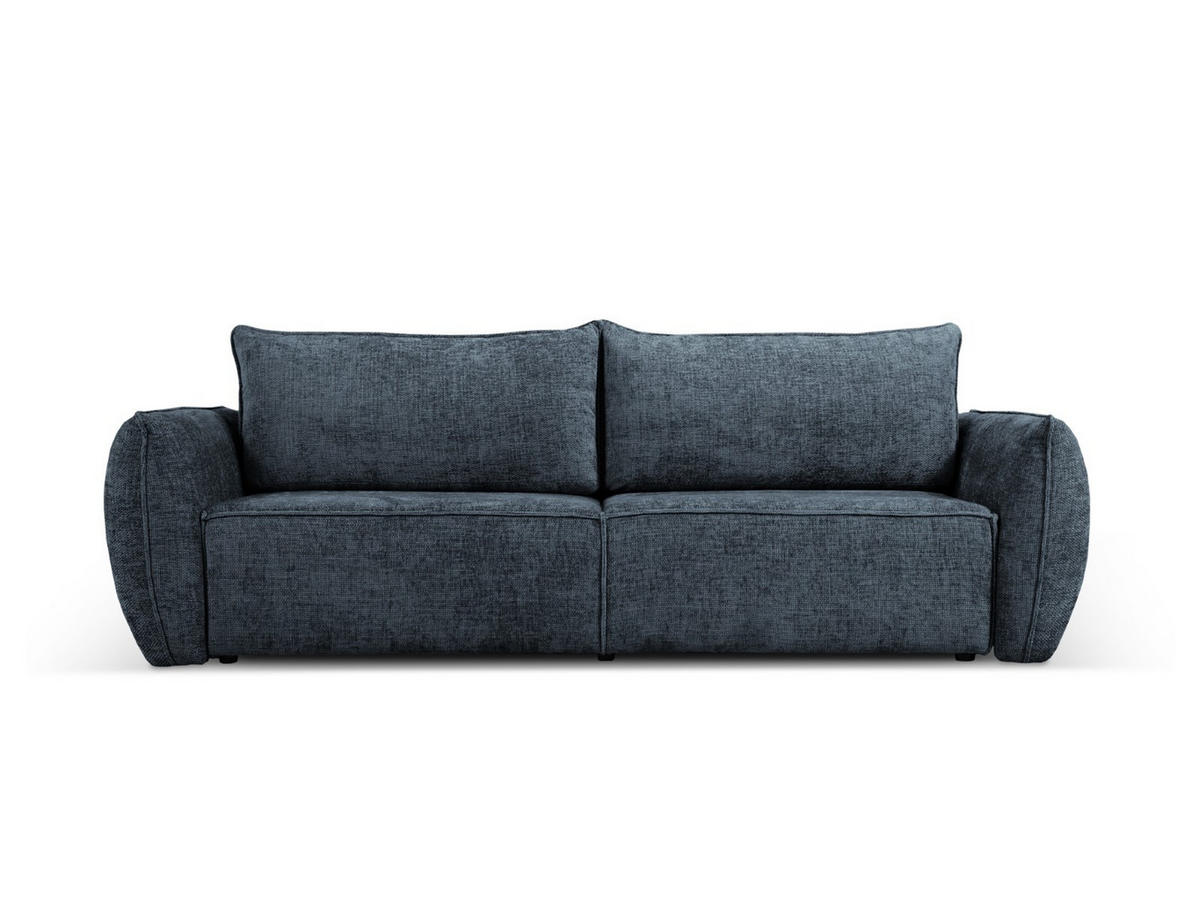 AUSKLAPPBARES-SOFA mit Bettkasten Kaelle aus Chenille-Stoff königsblau 3 Sitzplätze - Blau, Textil (97/91/244cm) - Micadoni