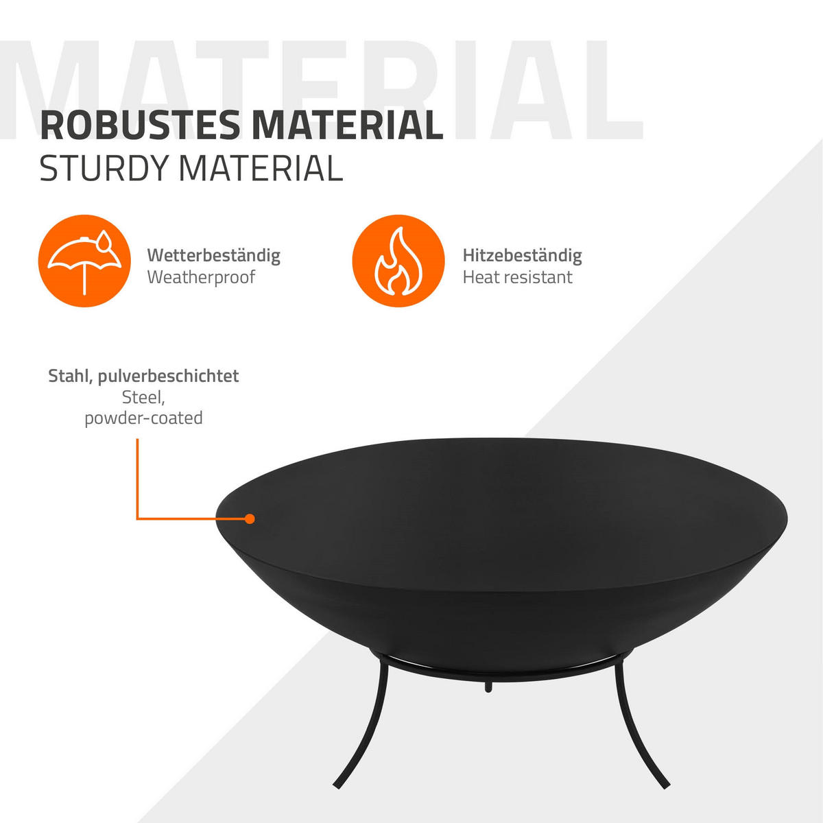 FEUERSCHALE - Schwarz, Metall (55/24/55cm) - ECD-Germany