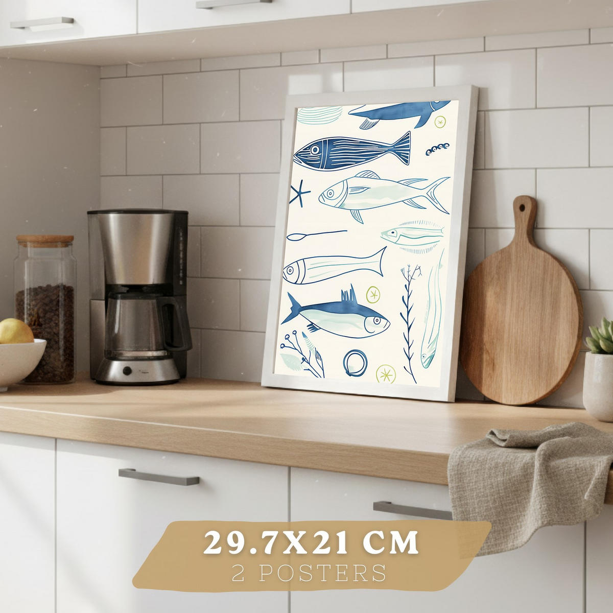 PLAKAT Sada 2 Martini A4 Bílý rám - bílá, papír (29.7/1/21cm) - Nacnic