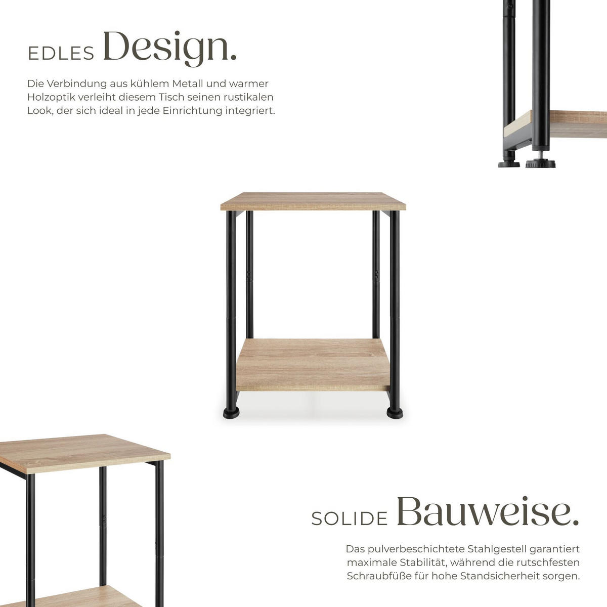 BEISTELLTISCH Yonkers, 38,5 x 30 x 51,5 cm, Industrial Holz hell, Eiche Sonoma - Naturfarben, Holzwerkstoff (38.5/30cm) - tectake