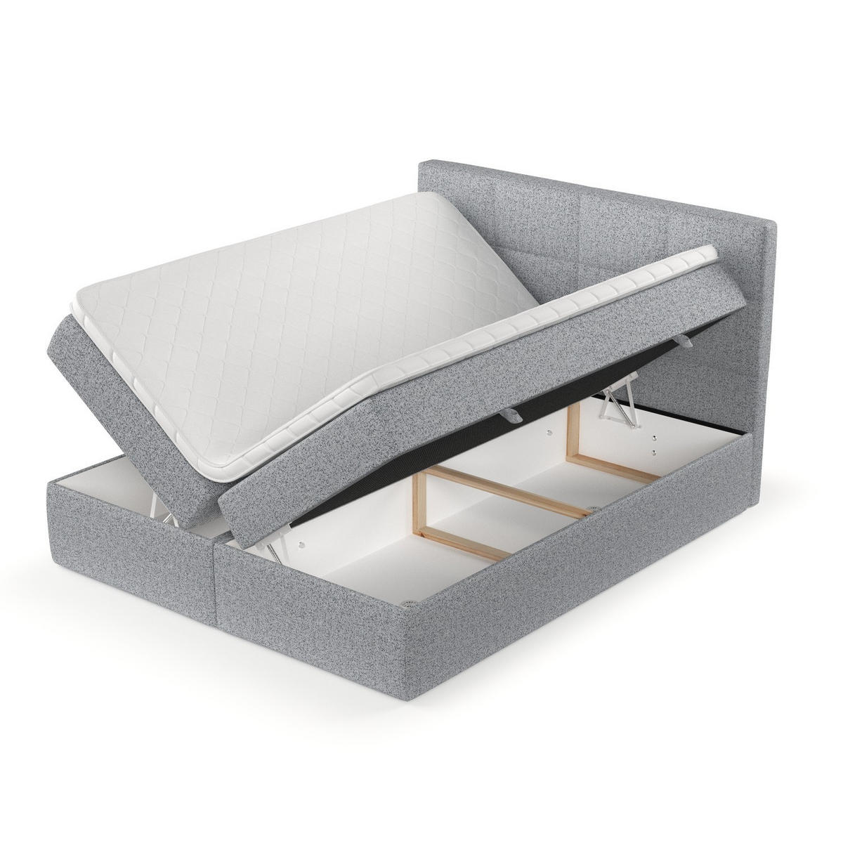 BOXBETT Oris 140/200 cm Grau im Riva Stoff - Schwarz/Grau, Holz/Holzwerkstoff (140/200cm) - AltaBeds