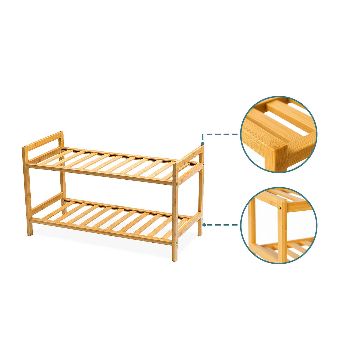 SCHUHREGAL - Hellbraun, Holz (69/40/27cm) - Relaxdays