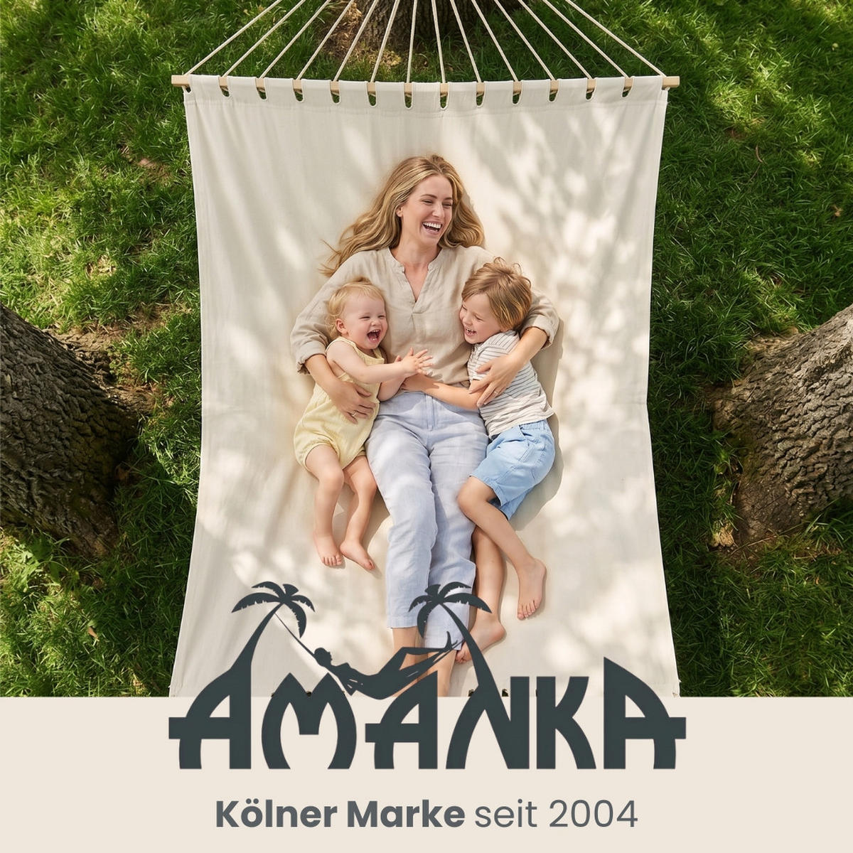 XXL-HÄNGEMATTE für 2 Personen bis 150kg, 200/120 cm, Beige - Beige, Textil (120/2.5/200cm) - Amanka