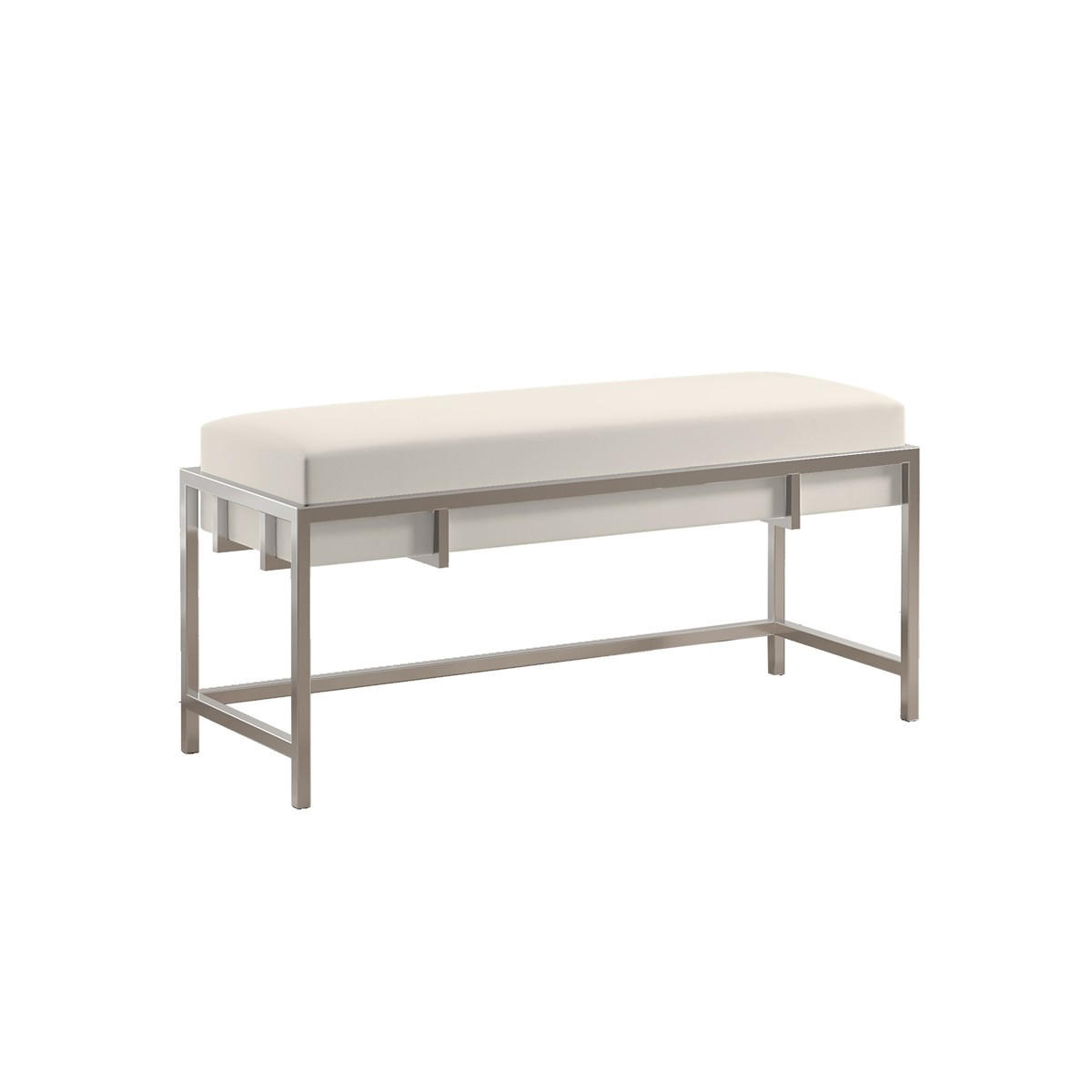 POLSTERBANK LAMO 80 cm Hellbeige, Chromgestell - Chromfarben/Creme, Textil/Metall (80/45/35cm) - Bettso