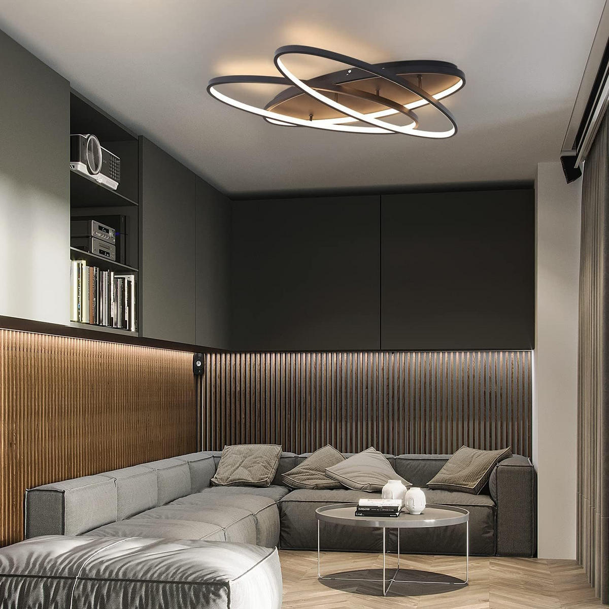 LED-DECKENLEUCHTE Erik 62/60/9.5 cm - Schwarz, Metall (62/60/9.5cm) - Nettlife