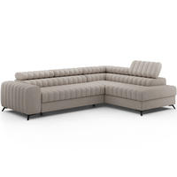 KANEDO Ecksofa mit Schlaffunktion und Bettkasten – Modernes Designsofa, verstellbare Kopfstützen, Metallfüße - Beige, Kunststoff (269/86cm) - Wohnideebilder