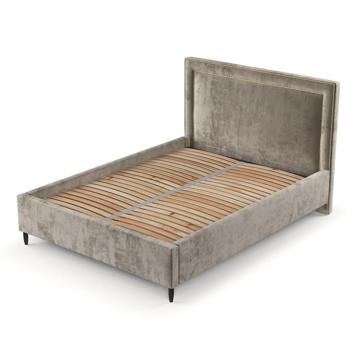 POLSTERBETT Baleine Beige 140/200 cm im Chenille-Stoff - Beige/Schwarz, Holz/Holzwerkstoff (140/200cm) - Maison de Reve