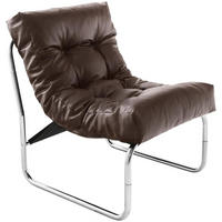 CLUBSESSEL mit Chromkufen im Retro-Stil, modular verbindbar, Braun 73x60x76 cm - Silberfarben/Braun, Textil/Metall (60/76/71cm) - KADIMA DESIGN