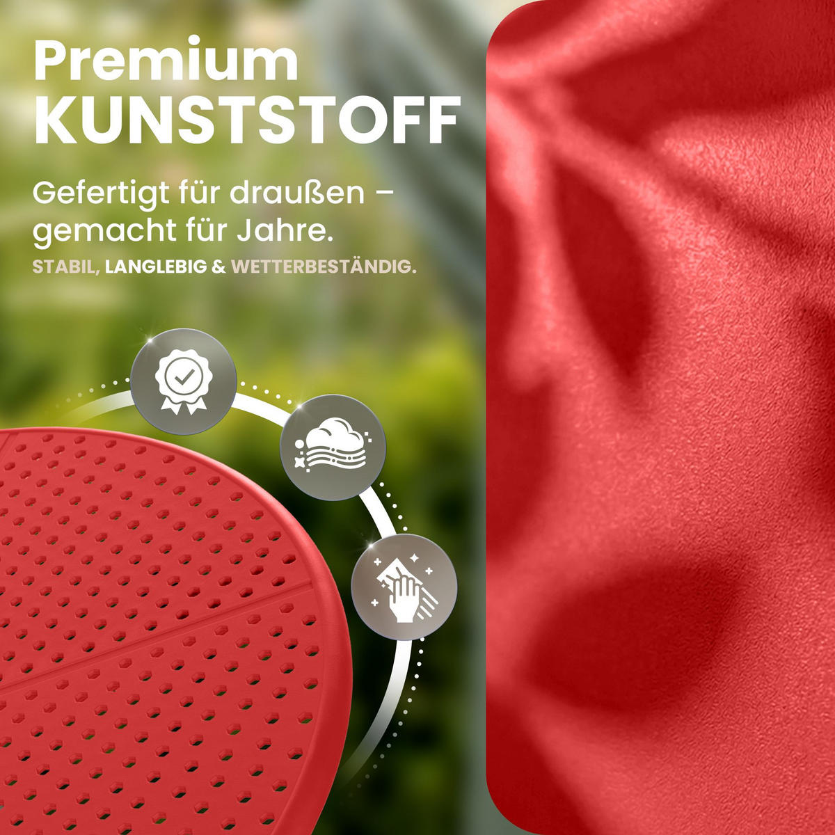 GARTENTISCH rund Ø60 cm Kunststoff Rot - Rot, Kunststoff (60/60/76cm) - CLP