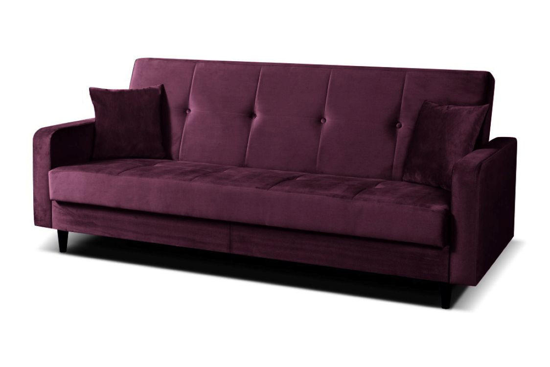 SOFA Luna 213cm im skandinavisches Stil, mit Schlaffunktion und Bettkasten, weinrot - Rot, Kunststoff (213/92/94cm) - Margaret Hadas24