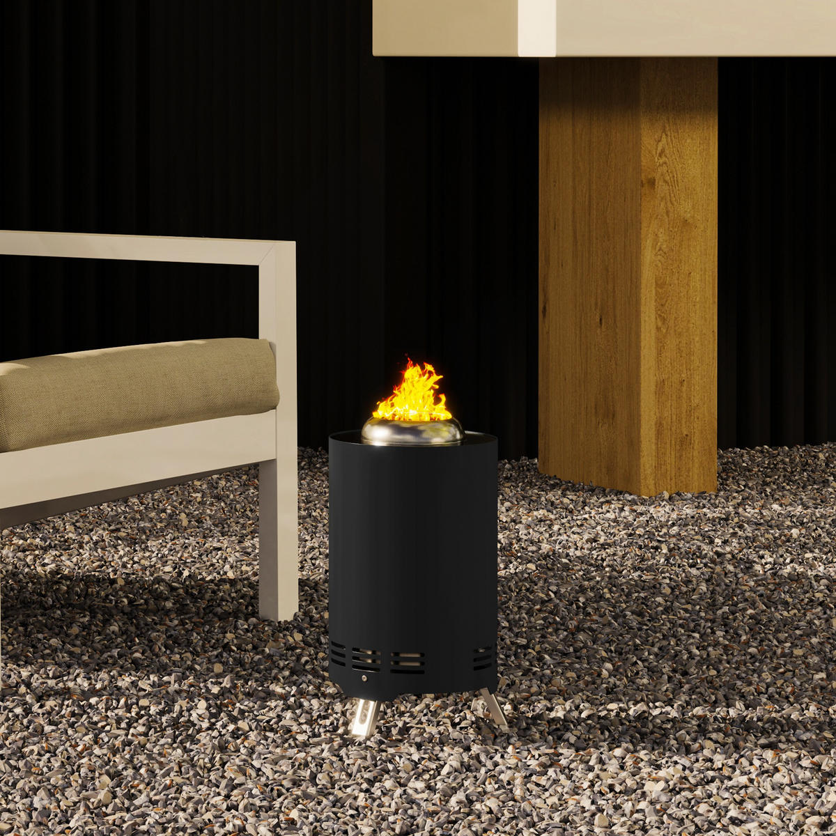 FEUERSCHALE DE-10579 rauchfrei mit Schürhaken Schwarz - Schwarz, Metall (16/25/16cm) - ComfortXL