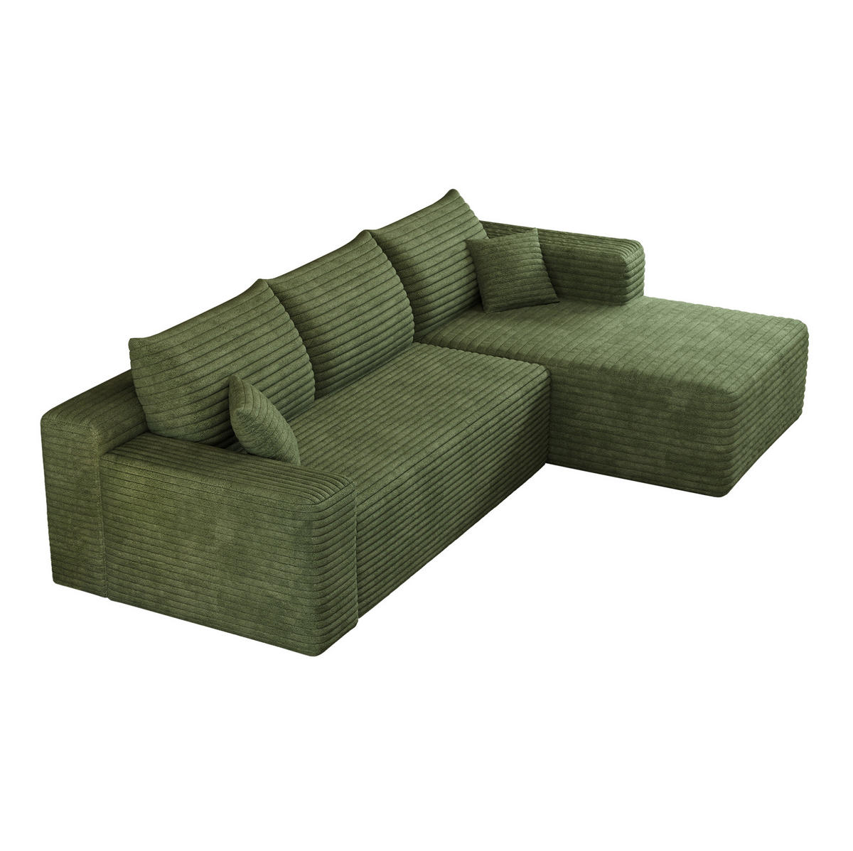 SOFA in L-Form 241 cm Cordstoff Grün - Grün, Kunststoff (151/241.1cm) - Meubliv