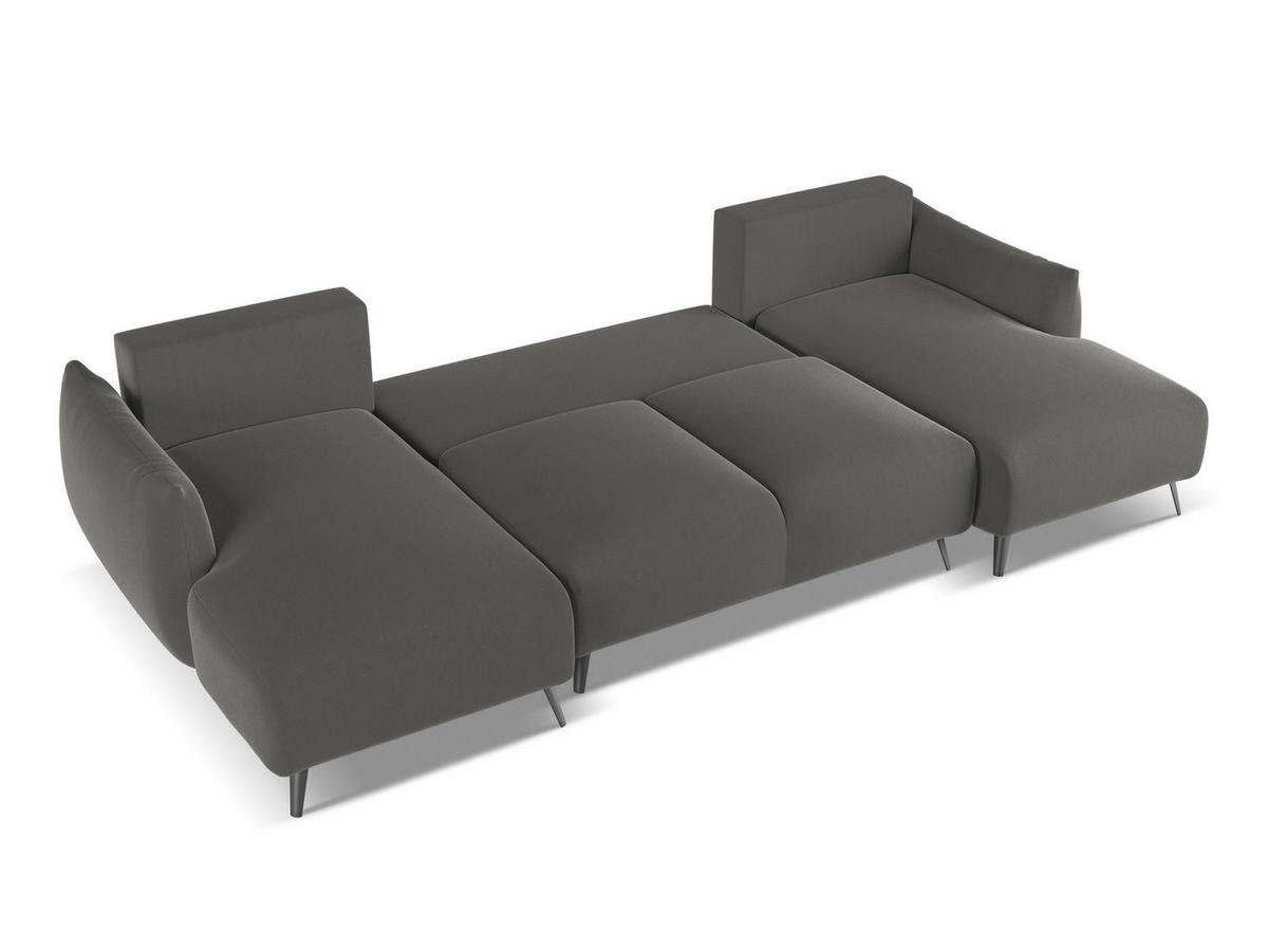 WOHNLANDSCHAFT Samt Stoff Grau - Dunkelgrau/Schwarz, Textil/Metall (317/86/162cm) - Makamii