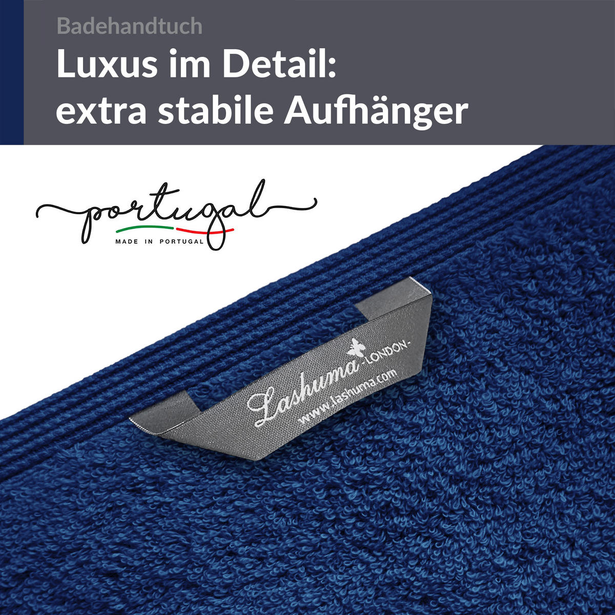 BADETUCH London Marine Blau 2er Set 100x150 - Dunkelblau, Textil (100/150cm) - Lashuma