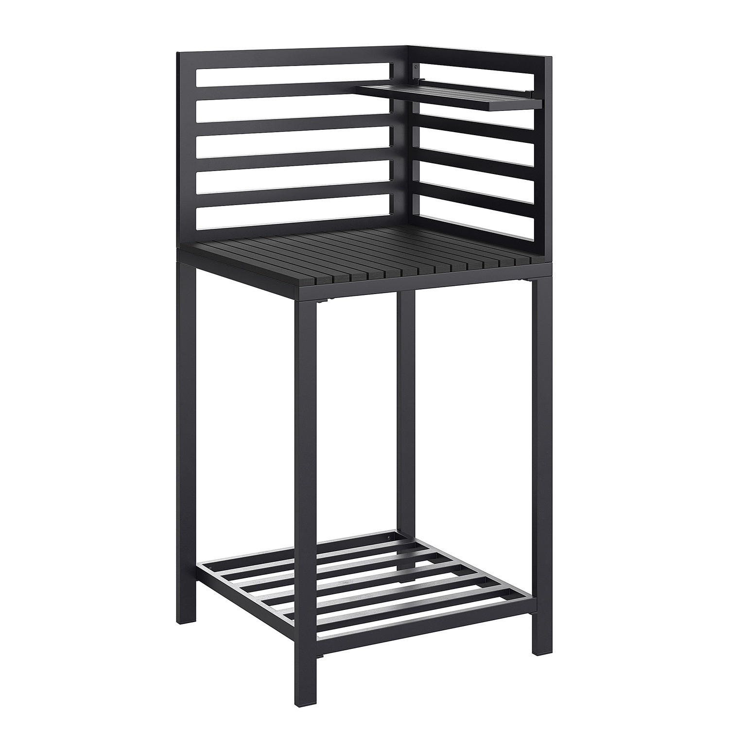 GARTENKÜCHENECKTISCH - Aluminium / Kunststoff - Schwarz - Schwarz, Kunststoff/Metall (62/60/127cm) - home24