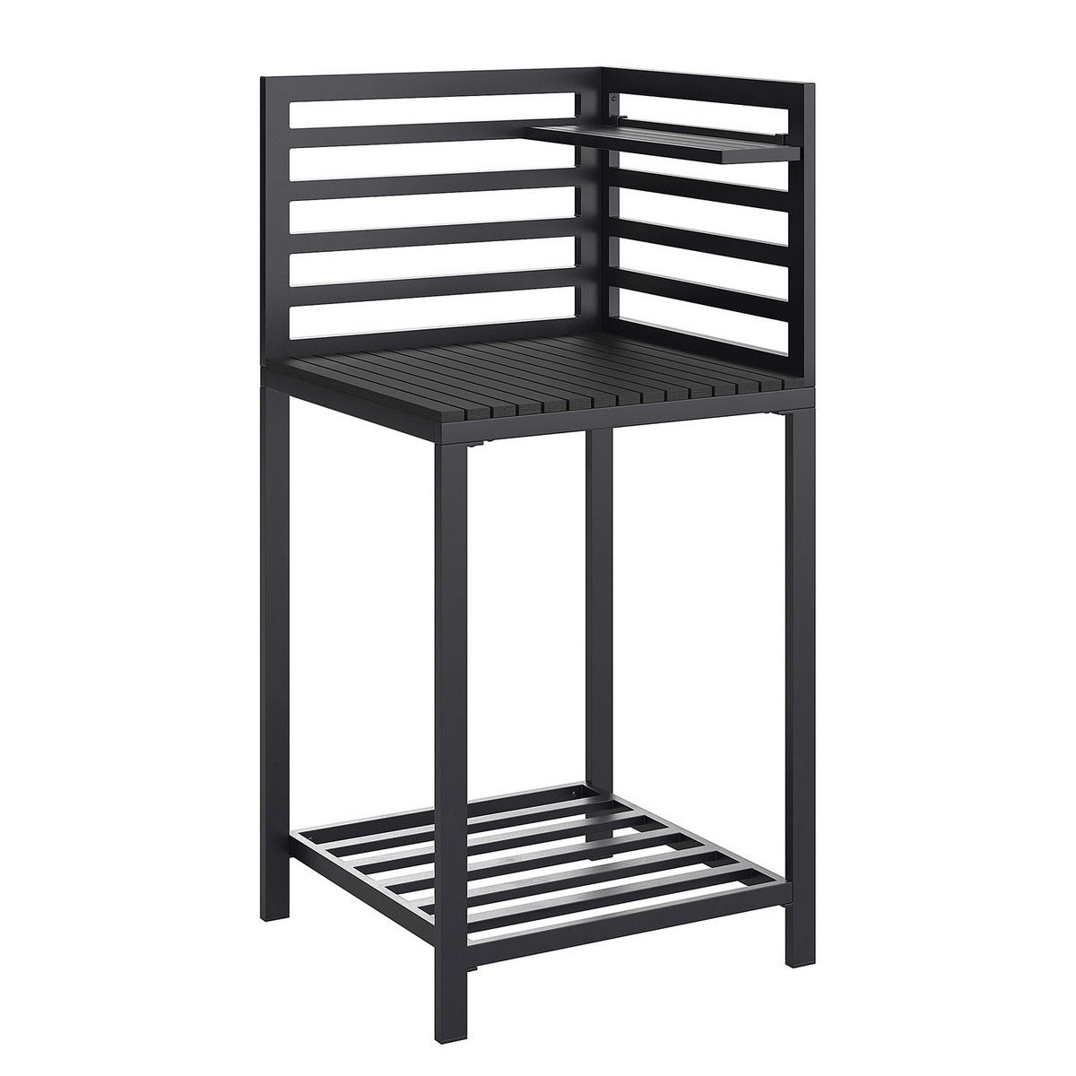 GARTENKÜCHENECKTISCH - Aluminium / Kunststoff - Schwarz - Schwarz, Kunststoff/Metall (62/60/127cm) - home24