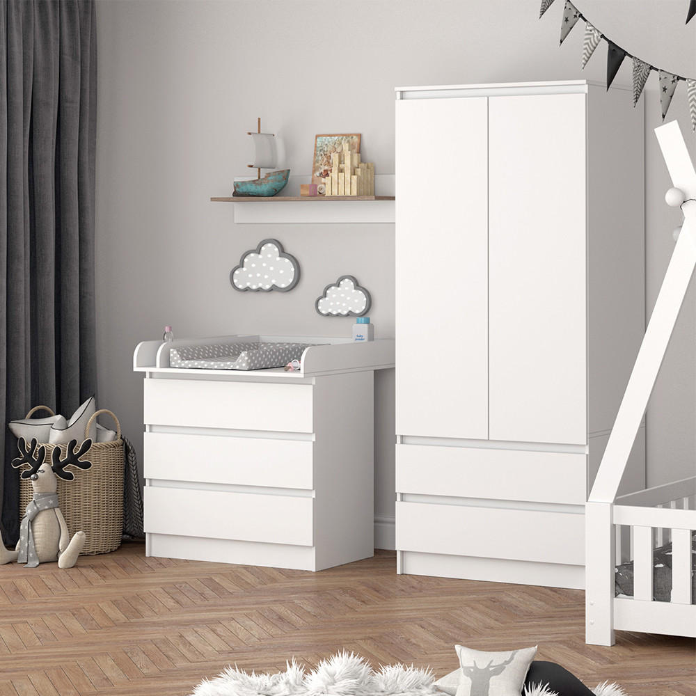 WICKELKOMMODE Emma Weiß 80 x 85.4 cm mit 3 Schubladen - Weiß, Holzwerkstoff (80/87/76cm) - Vicco