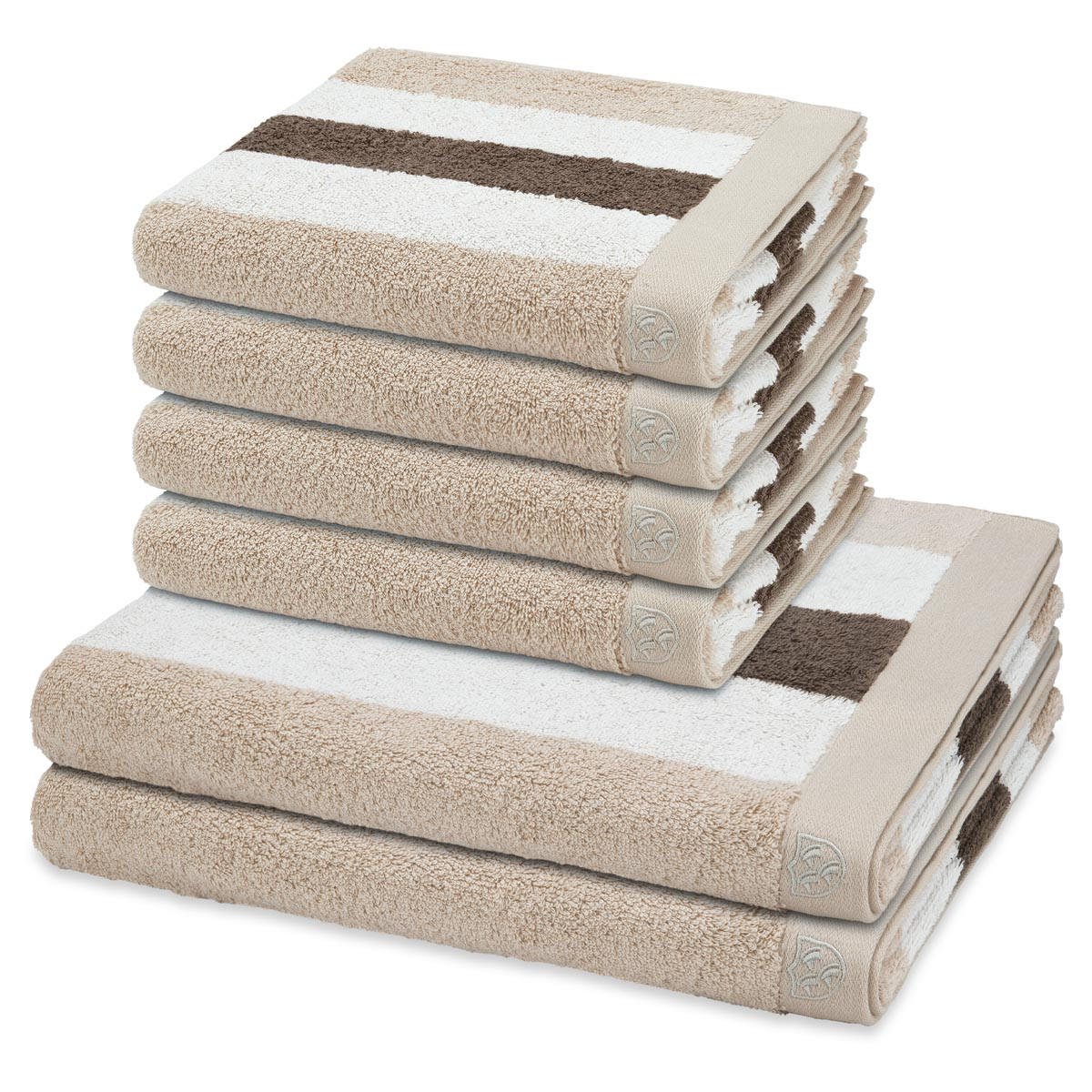 FROTTIERSET Doubleface Stripes 6-teilig - Beige, Textil (50/100cm) - Ross